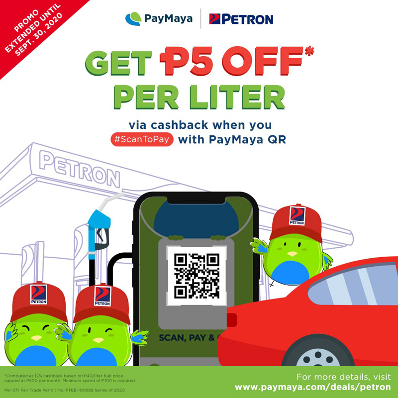 Get PHP5 Balik Bayad per liter whenever you use PayMaya at Petron! Get PHP5 Balik Bayad per liter whenever you use PayMaya at Petron!