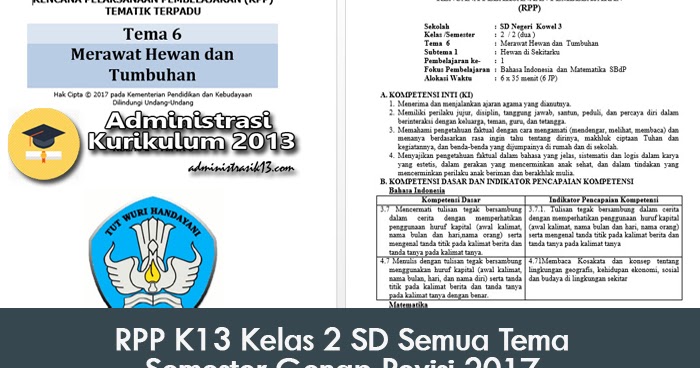 RPP K13 Kelas 2 SD Semua Tema Semester Genap Revisi 2017