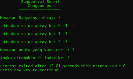 Program C++ Sequential search | Triks &Tips Pemula Informatika