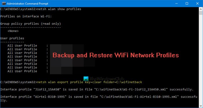 Copia de seguridad y restauración de perfiles de red WiFi o inalámbrica