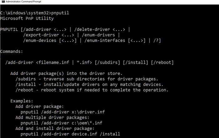 instalar el símbolo del sistema de actualización del controlador