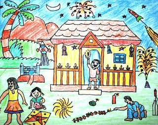 Diwali celebration drawing