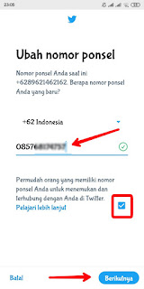 Cara mengubah nomor HP di twitter