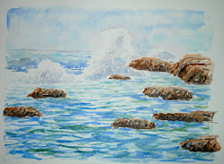 painting sea watercolor wave crashing water adron artist