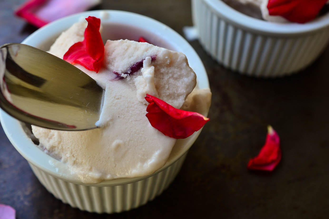 Greedy Girl Vegan rose petal icecream