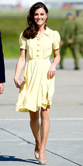... this classy lemon-yellow Jenny Packham dress. She looks gorgeous