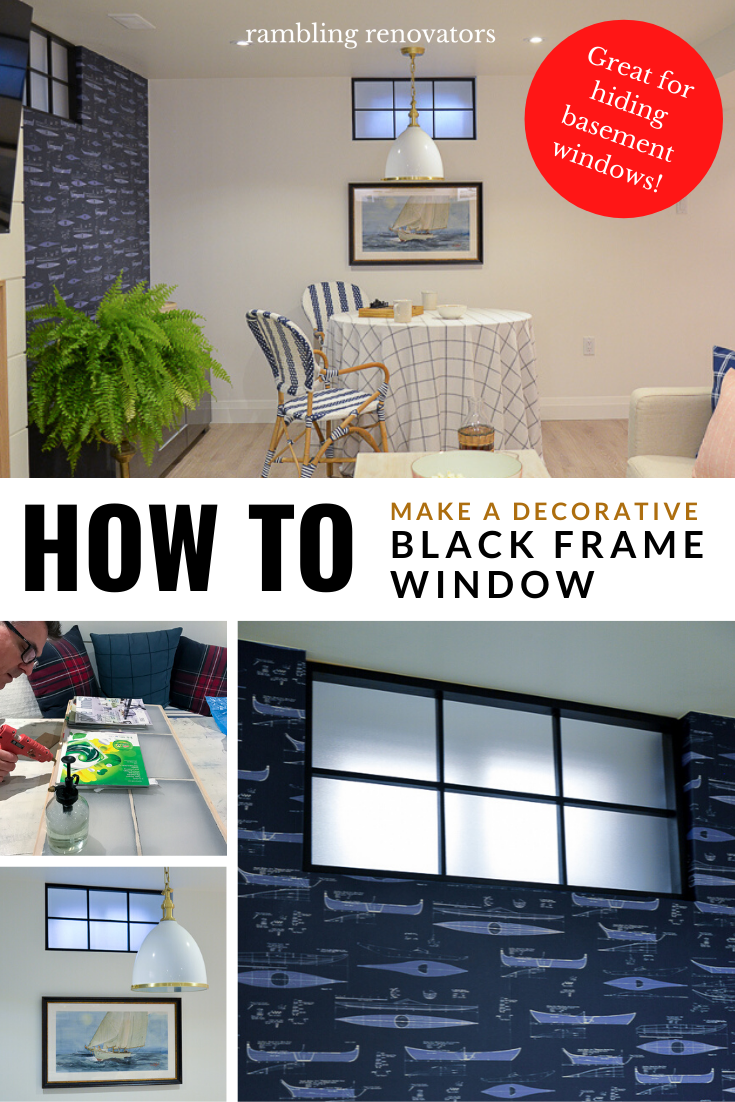 black window frame, diy black steel frame window, basement window covering, diy window frame