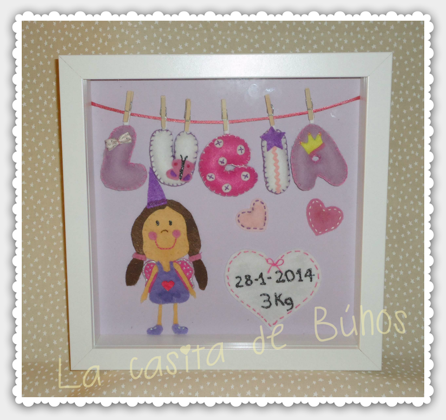 Cuadrito en fieltro hada - Lucía