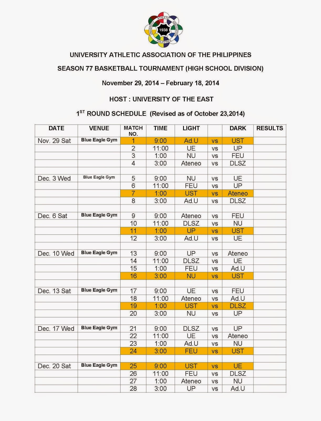 University of Santo Tomas: UAAP Season 22 Basketball Tournament High School Division First Round