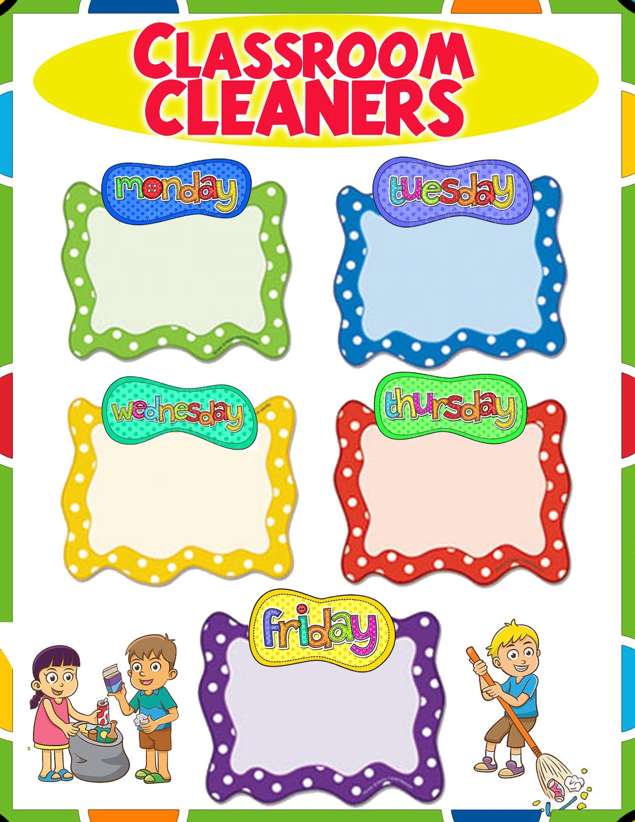 Classroom Cleaners Chart