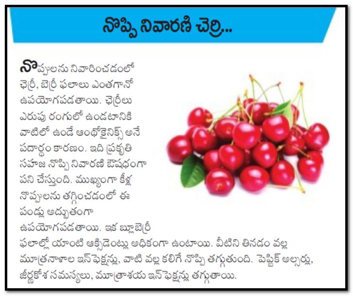 TELUGU WEB WORLD HOW DOES CHERRY AND BERRY FRUITS ACTS AS A PAIN RELIEVERS