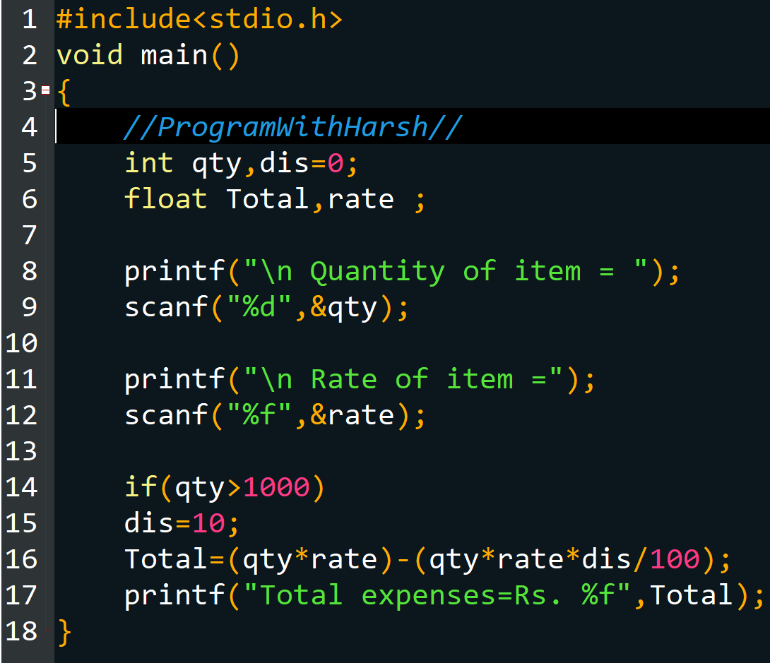 While purchasing certain items, a discount of 10 is offered if the
