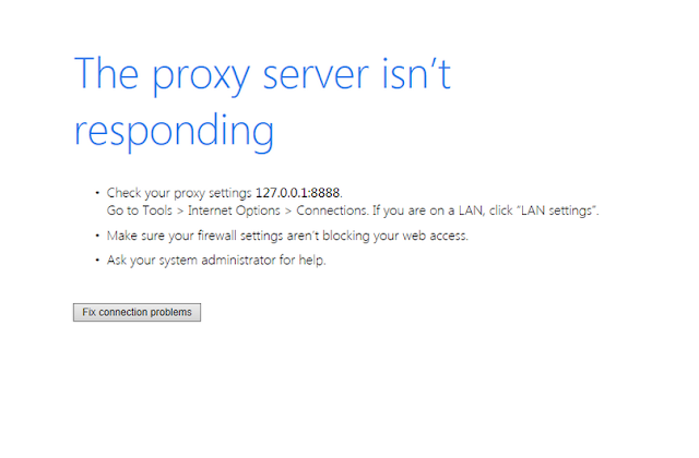 The Proxy Server isn't responding