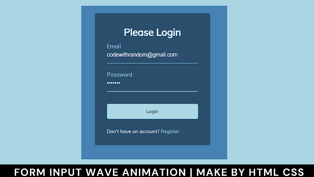 Input Wave Animation In Form Using CSS