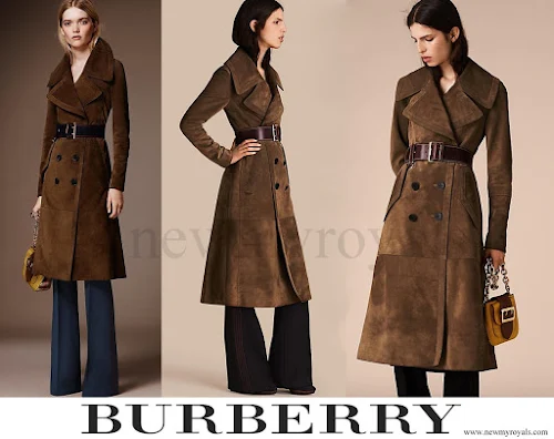 Kate Middleton wore Burberry Double Breasted Suede Coat