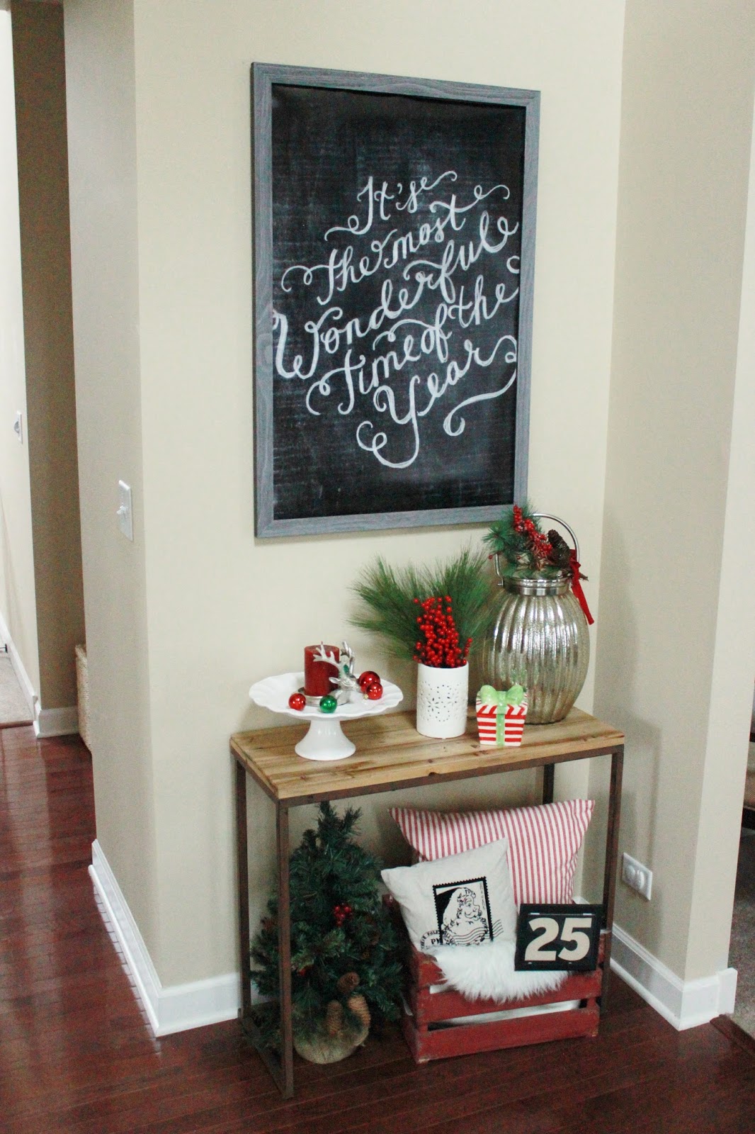 Our Christmas Entryway Holiday Vignette  Delightfully Noted