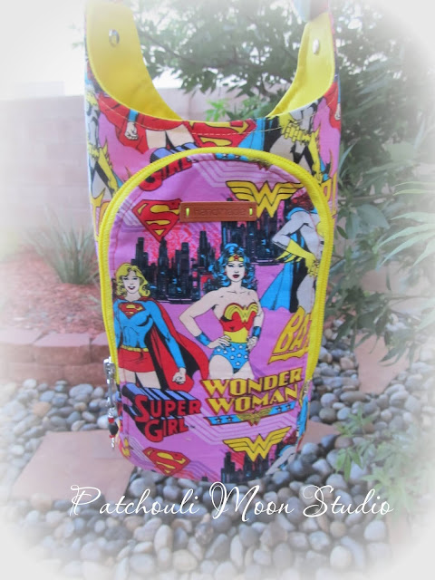 Patchouli Moon Studio~ Wonder Woman & Super Woman H20 to Go Water Bottle Slings