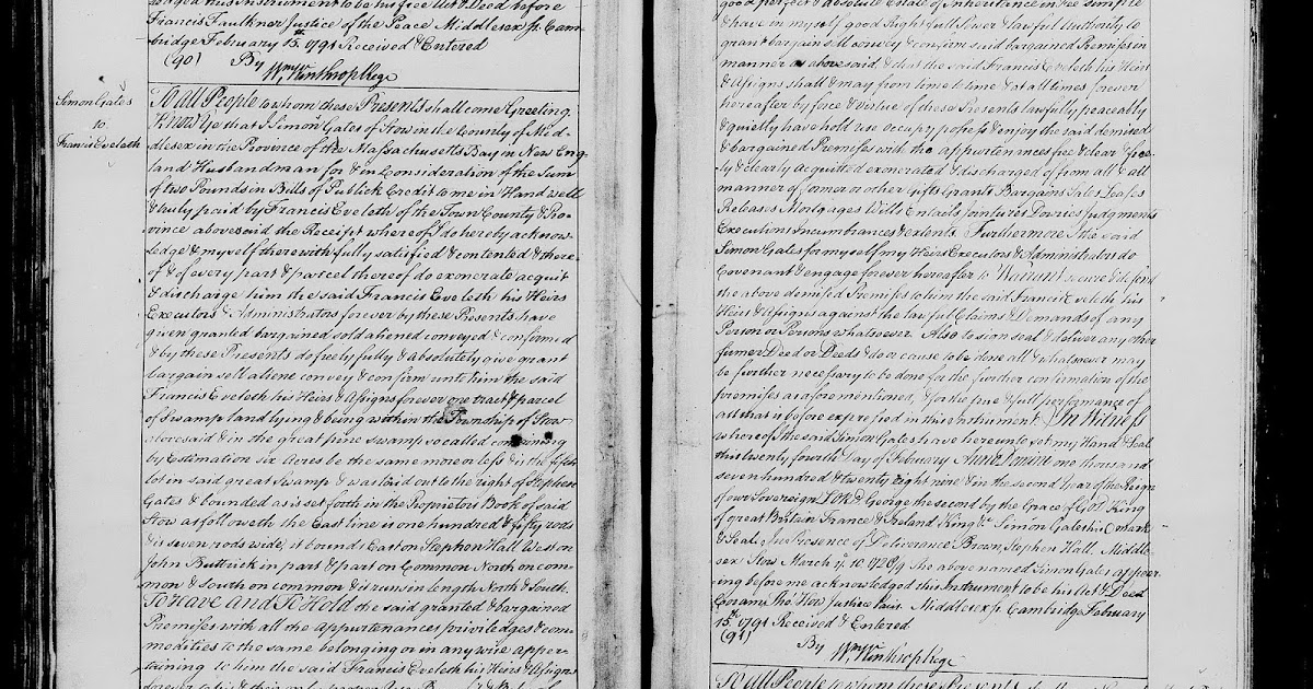 GeneaMusings Amanuensis Monday 1729 Deed of Simon Gates to Francis