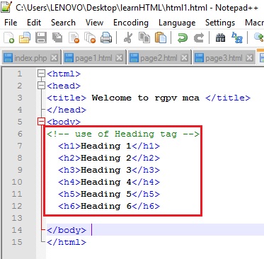 MCA RGPV: How to create simple HTML page for beginners - Part 1