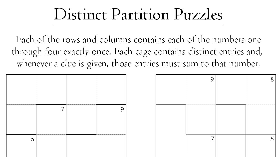 Mini Distinct Partition Puzzles