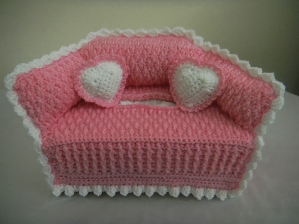 For the Love of Crochet Along sofa tissue box cover