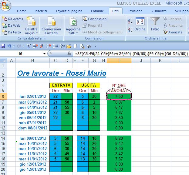 Calcolare Orario Di Lavoro Con Excel