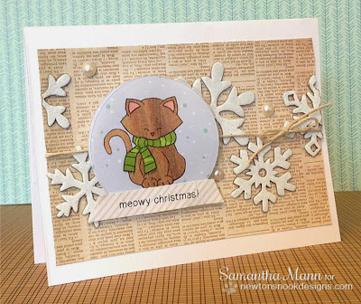 Snow Globe Cat Christmas Card by Samantha Mann for Inky Paws Challenge 4