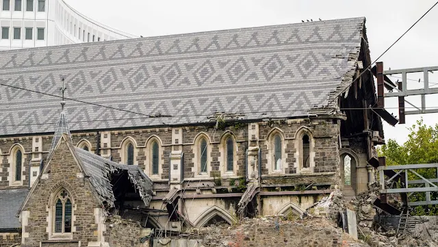 Christchurch Cathedral after the earthquake