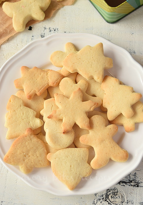 best easy sugar cookies on a white plate for holiday baking
