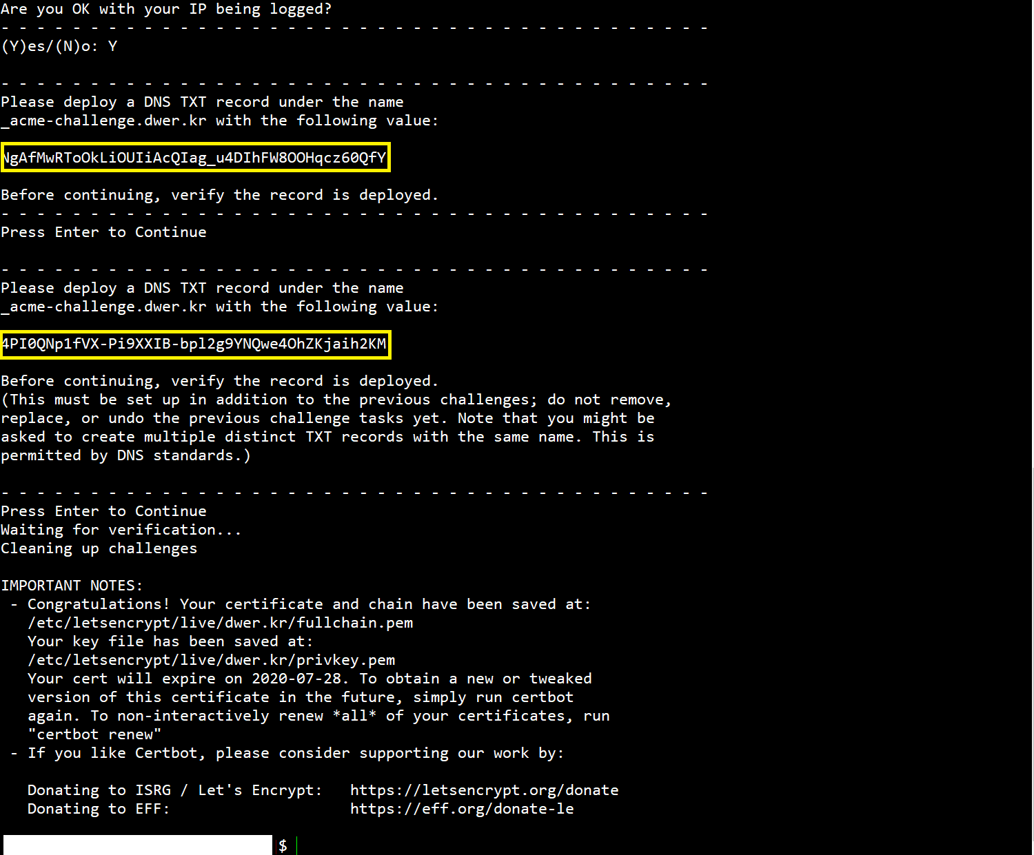 Let's Encrypt Wildcard 인증서 발급하기 Amazon Linux 2