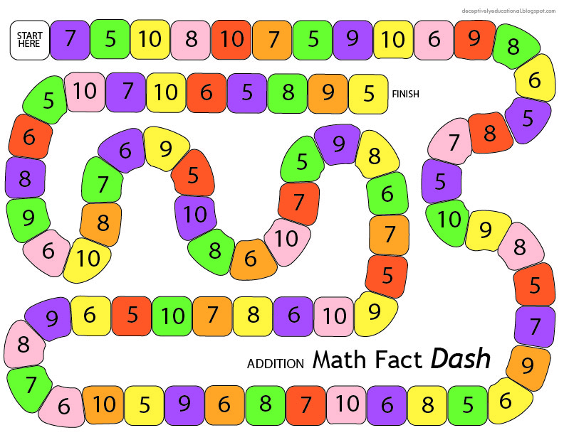 Addition Math Fact Dash {printable board game} | Relentlessly Fun ...