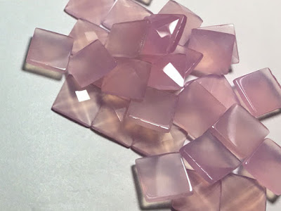 Natural-pink-chalcedony-Square-shape-faceted-checkerboard-cut-stones-china-Wholesale