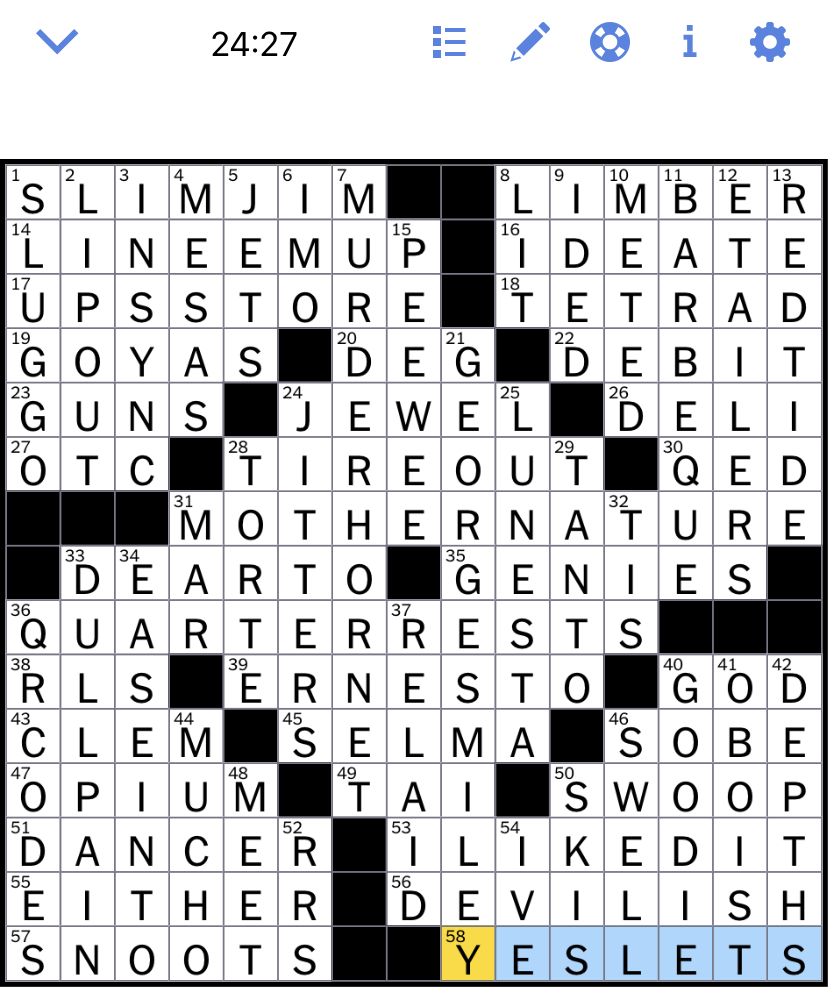 The New York Times Crossword Puzzle Solved Saturday's New York Times
