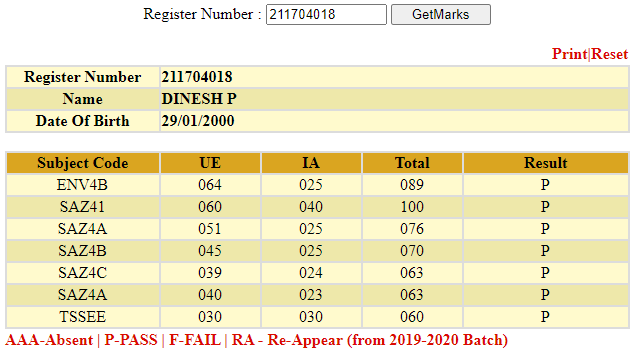 Mark Sheet Result page using Html and Css.