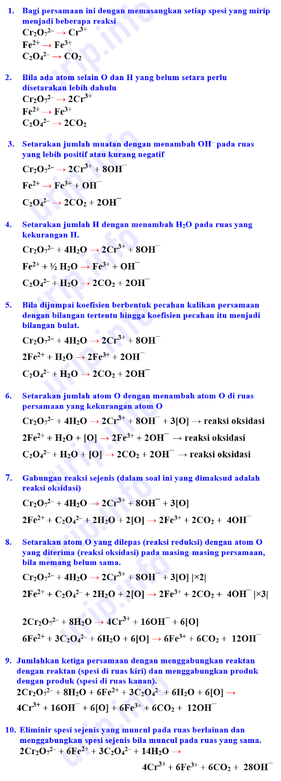 Penyetaraan Redoks Dua Reaksi Oksidasi dengan Metode Transfer [O