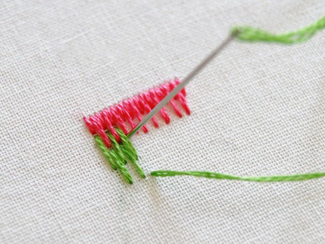 Hướng dẫn thêu phối màu bằng mũi đâm xô