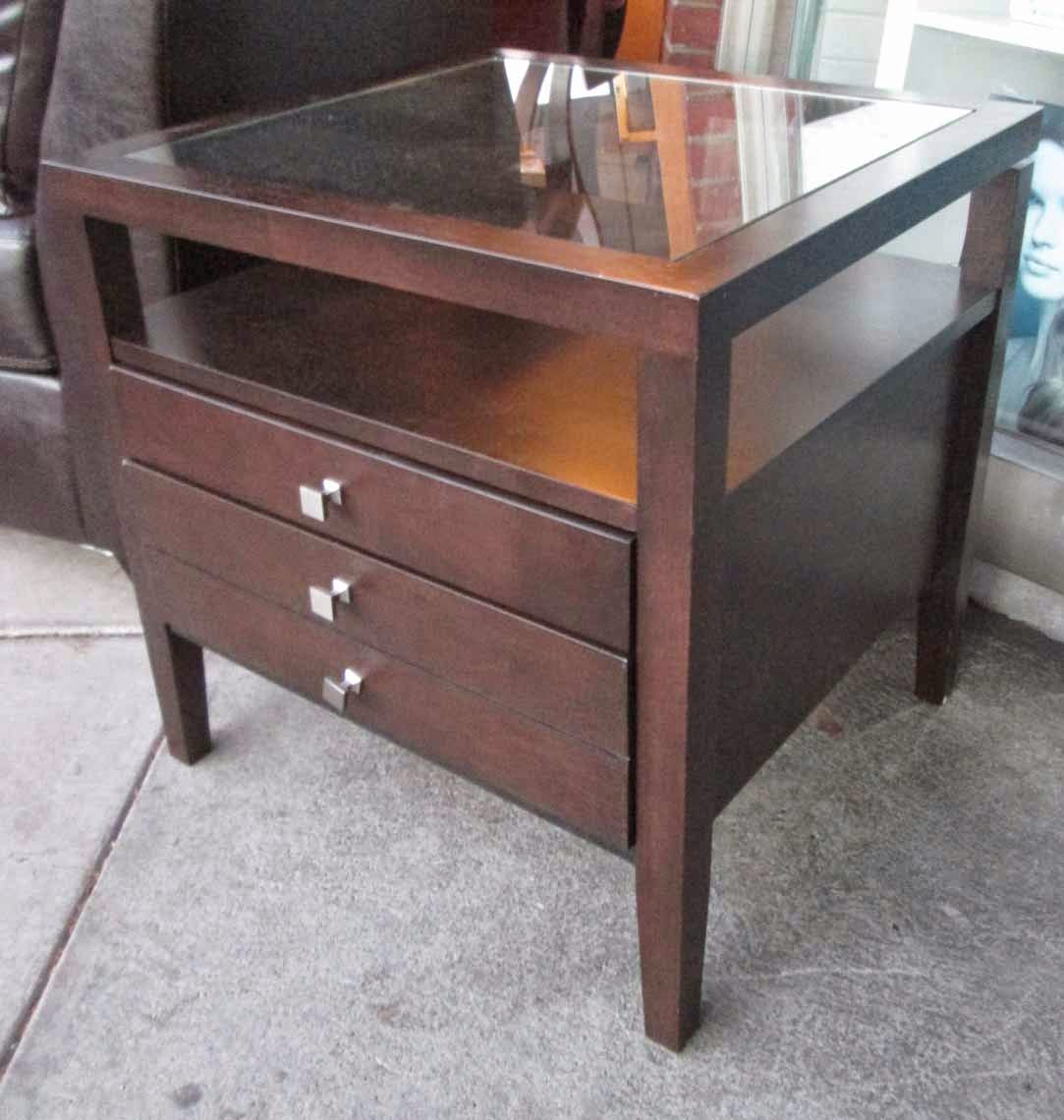 UHURU FURNITURE & COLLECTIBLES SOLD Espresso GlassTop End Table with