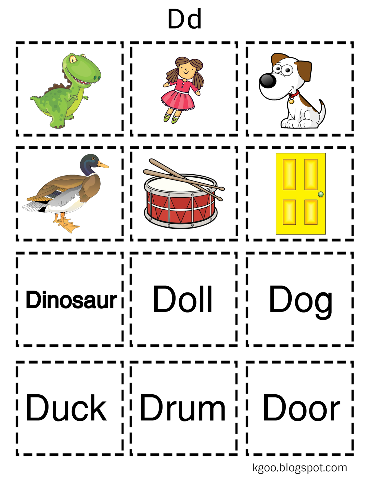 تمارين متنوعة وأوراق عمل لشرح حرف d للأطفال