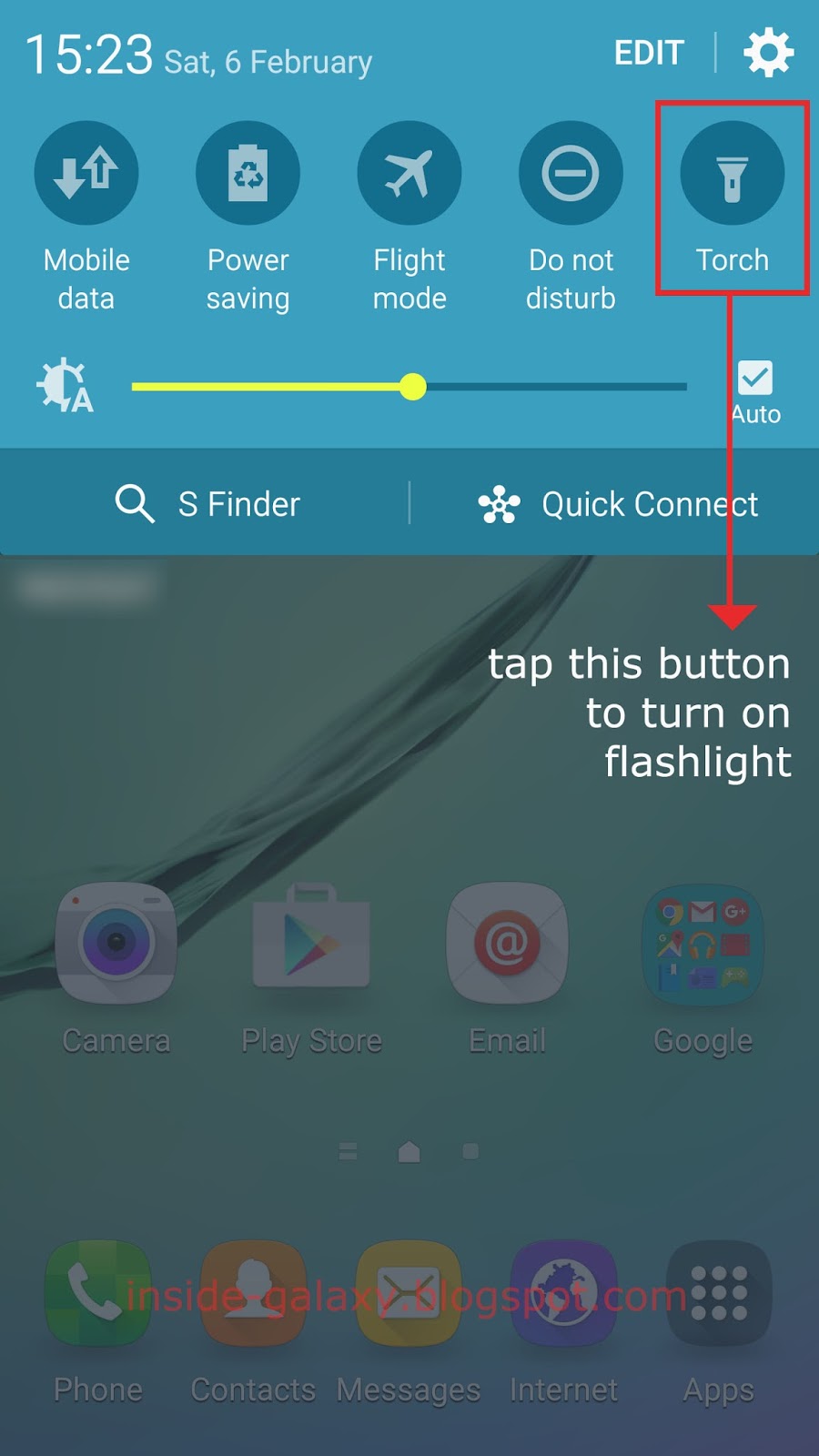 Inside Galaxy Samsung Galaxy S6 Edge How to Use Flashlight in Android
