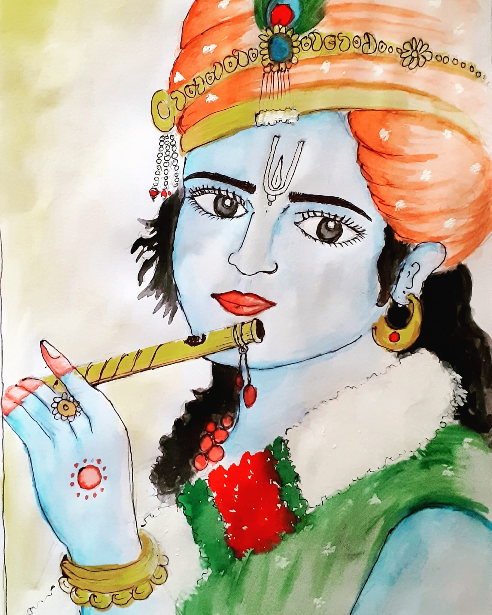 Krishna(watercolor painting)
