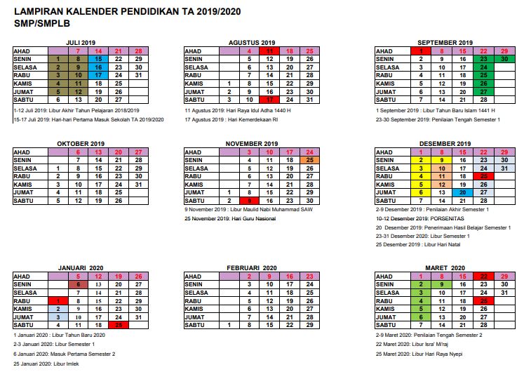 Kalender Pendidikan Tahun Ajaran 2019 2020 Provinsi Daerah Istimewa Yogyakarta Materiedukasi Com