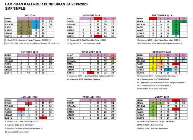 Kalender Pendidikan Tahun Ajaran 2019/2020 Provinsi Yogyakarta