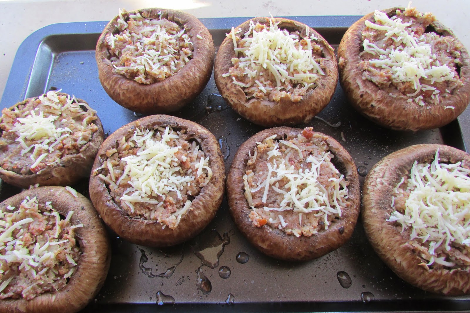 Portobello z nadzieniem z kiełbasy