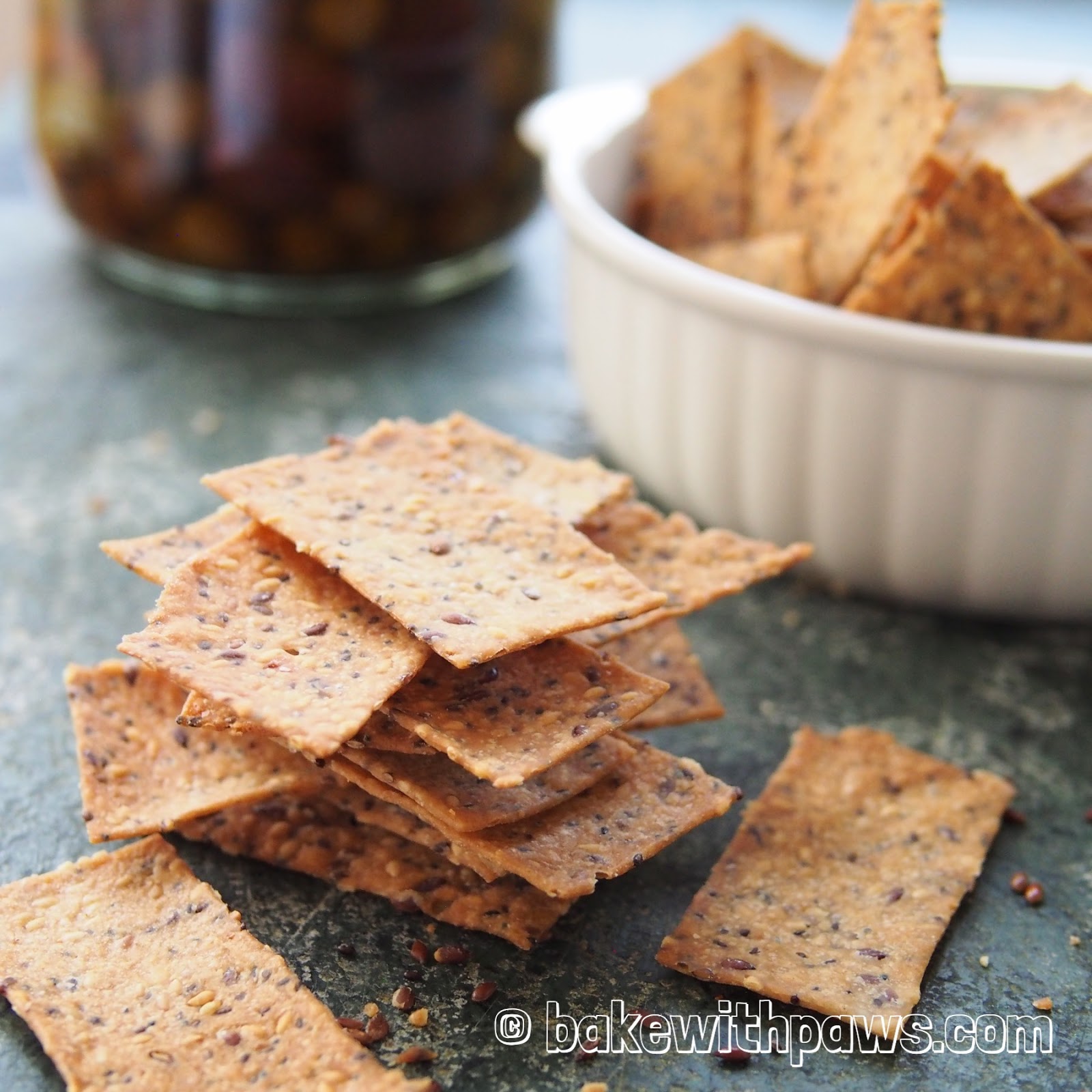Multiseed Sourdough Discard Crackers BAKE WITH PAWS
