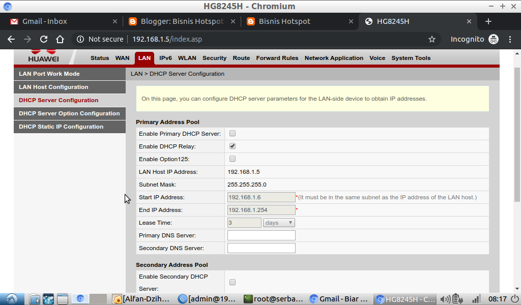 Setting Huawei HG8245H sebagai Access Point