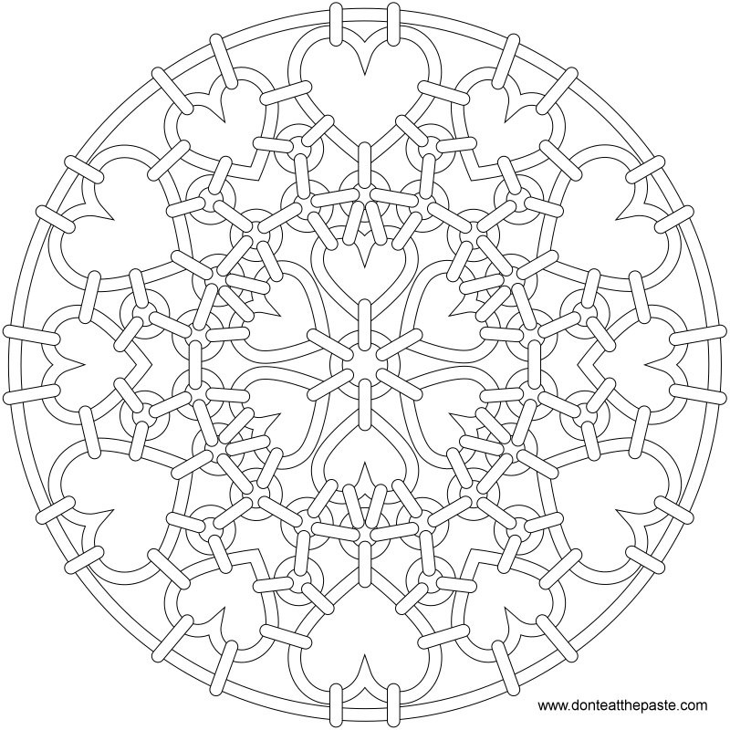 Heart chainmail mandala to color. Also available in transparent PNG format.