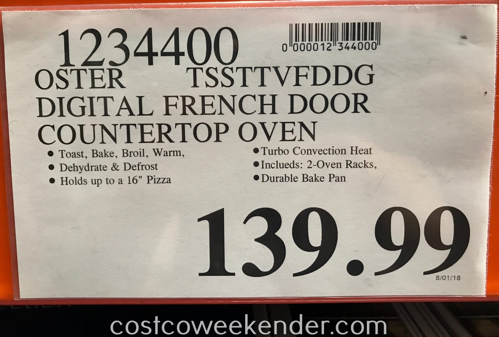 Oster Digital French Door Oven With Convection Costco Weekender