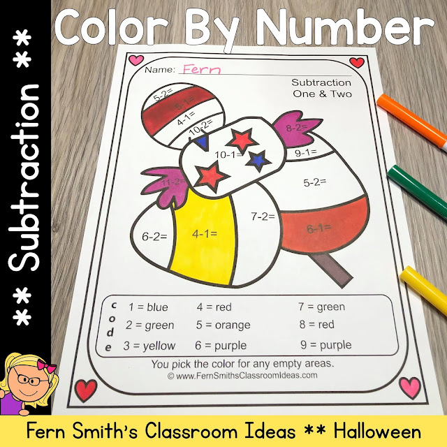 Halloween Color By Number Subtraction Only Is Also Available For Your Classroom Today!