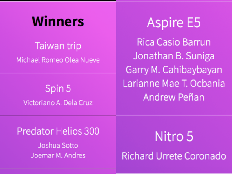 Acer Day 2018 winners