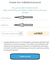 droom sign up form